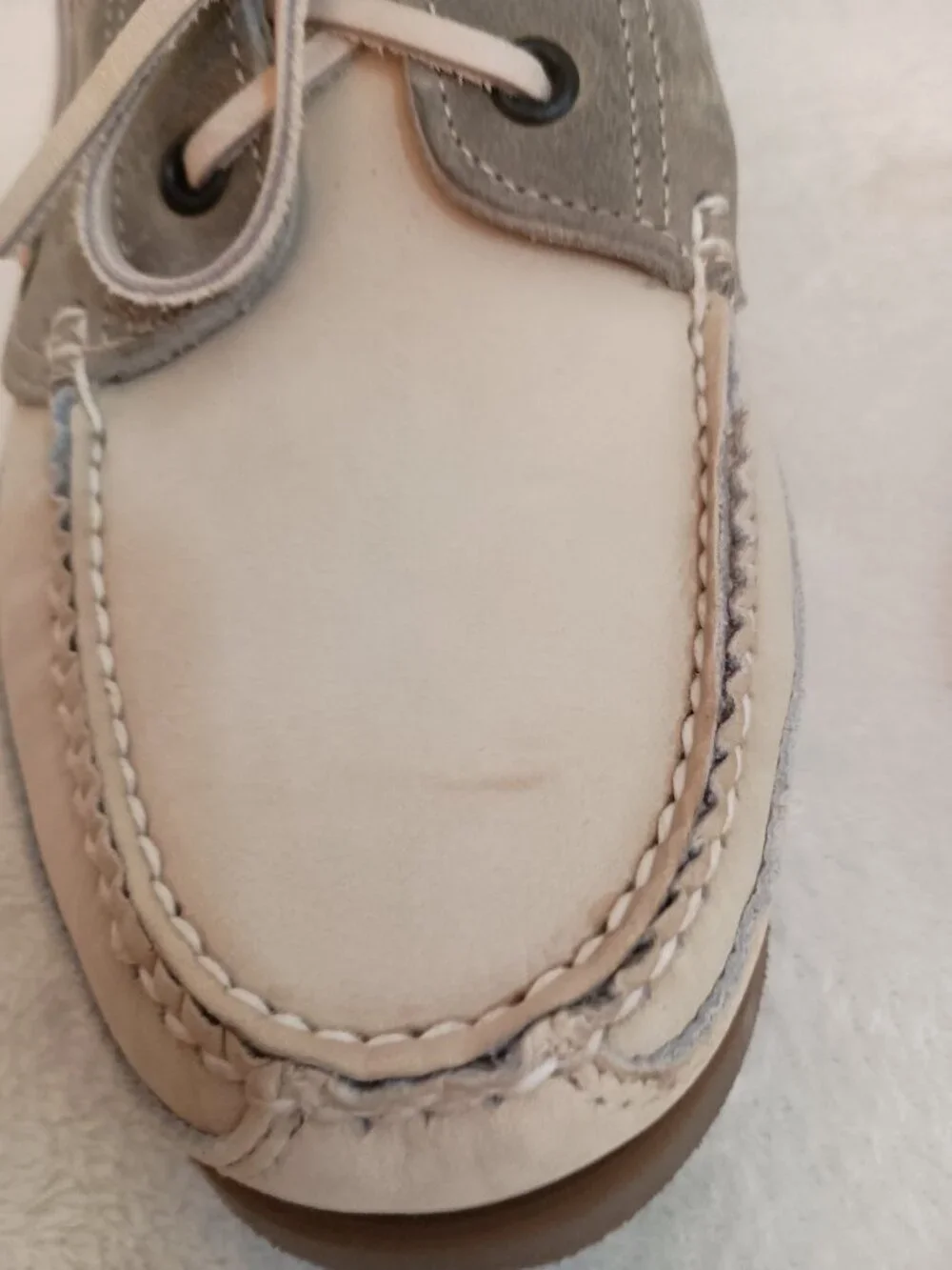 Dexter Nubuck Leather Boat Shoes Sz 11 M Cream & Gray NWOB USA